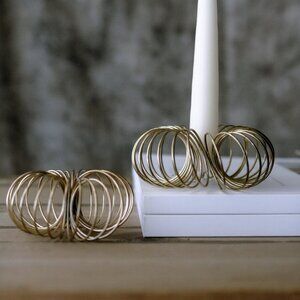 Pair of Gold Mid Century Modern Coil Spring Candle Holders